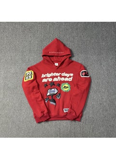 Generic Real shot in stock cross-border fashion brand broken planet Christmas red fleece-lined pullover sweater pants suit Pants BP-P327  - Image 2