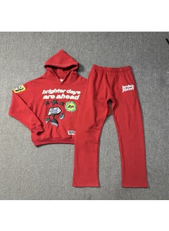 Generic Real shot in stock cross-border fashion brand broken planet Christmas red fleece-lined pullover sweater pants suit Pants BP-P327  - Image 3