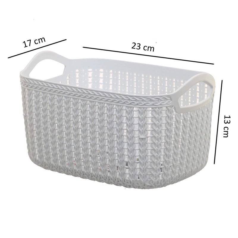 Kuber Industries Plastic 2 Pieces Multipurpose Large and Medium Size Flexible Storage Baskets/Fruit Vegetable Kitchen Organizer with Handles (White and Peach) - CTKTC030635 - Image 3