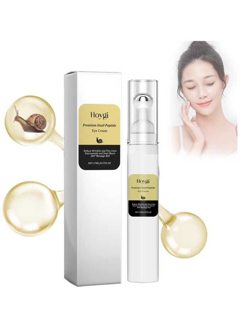 Hoygi Snail Peptide Eye Cream for Moisturizing, Snail Mucin Under Eye Cream with Niacinamide, Hyaluronic Acid, 17 ML Snail Eye Cream for Dark Circles, Puffiness and Fine Lines - Image 1