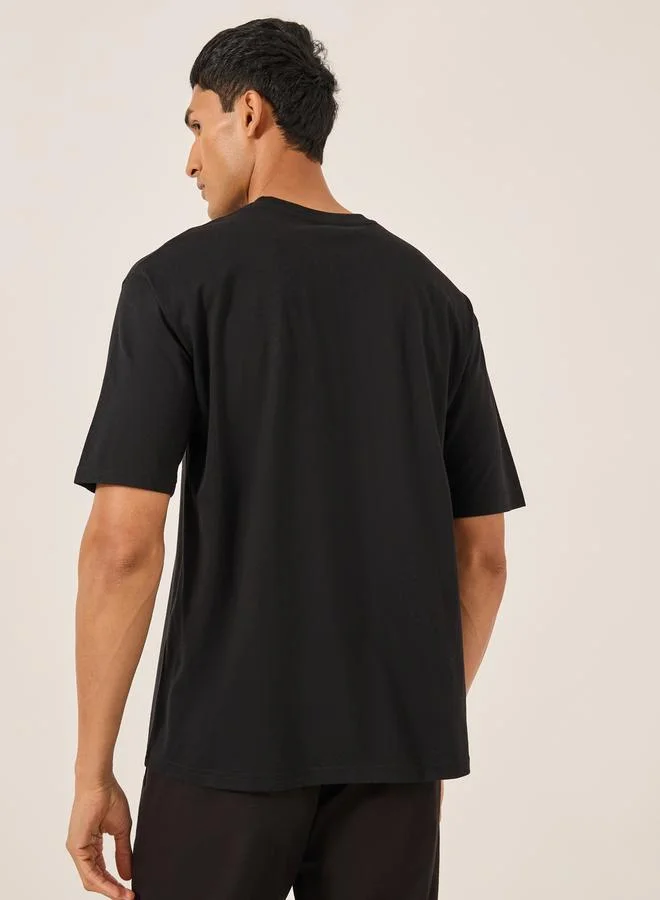 Styli Text Foil Print Crew Neck Oversized T-Shirt