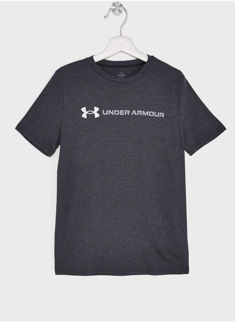 UNDER ARMOUR - Boys' Wordmark Logo Short Sleeve T-shirt - Image 1