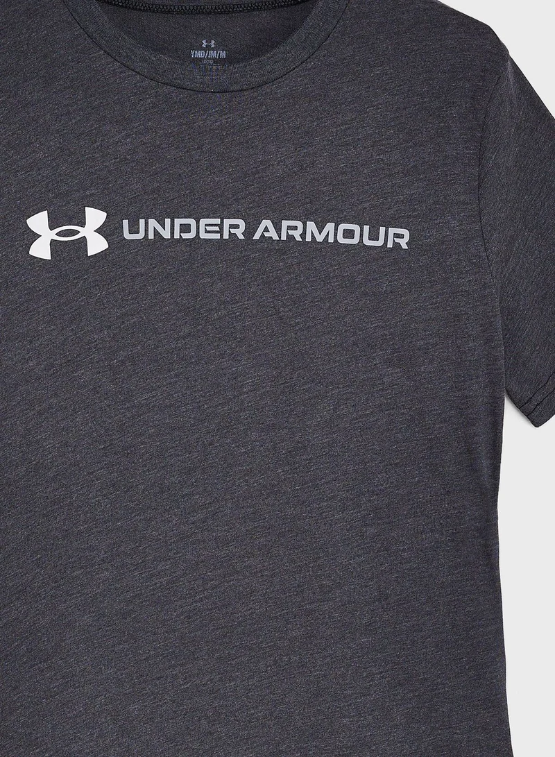 UNDER ARMOUR Boys' Wordmark Logo Short Sleeve T-shirt