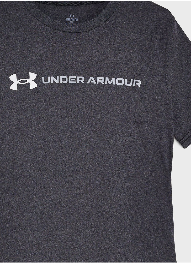 UNDER ARMOUR - Boys' Wordmark Logo Short Sleeve T-shirt - Image 1
