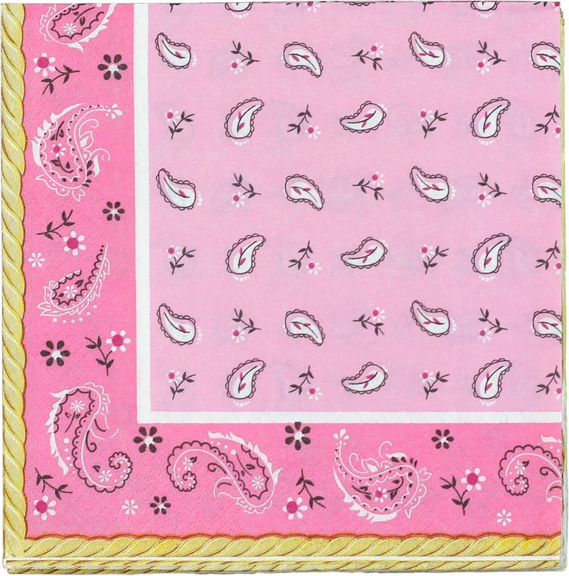 Iconikal Iconikal 48Count Dinner Party Paper Napkins Happy Birthday Pink Bandana Cowboy Western Themed  - Image 2