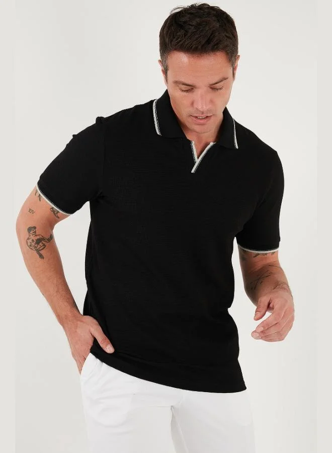 Buratti  Buratti Stretch Cotton Regular Fit Stripe Detailed Polo Collar T Shirt Men's Polo Collar T-Shirt 5902768 for Men | Best Price UAE