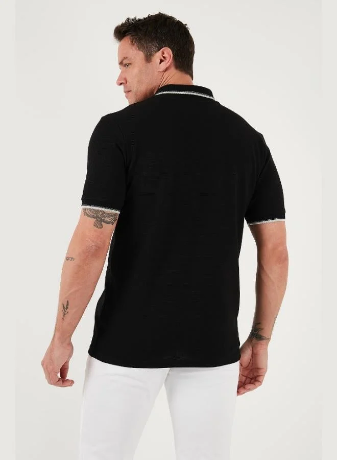 Buratti  Buratti Stretch Cotton Regular Fit Stripe Detailed Polo Collar T Shirt Men's Polo Collar T-Shirt 5902768 for Men | Best Price UAE