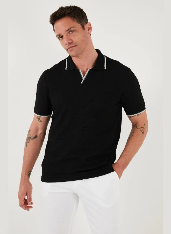 Buratti  Buratti Stretch Cotton Regular Fit Stripe Detailed Polo Collar T Shirt Men's Polo Collar T-Shirt 5902768 for Men | Best Price UAE