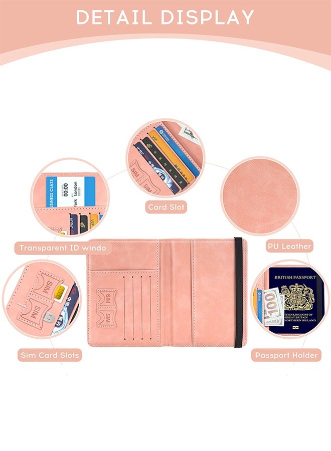 متجر الفرح غطاء جواز السفر، محفظة جواز السفر، حافظة جواز السفر مانعة لتقنية تحديد الهوية بموجات الراديو، ملحقات السفر، محفظة حامل البطاقات، هدايا سفر للجنسين، لون وردي - Image 4