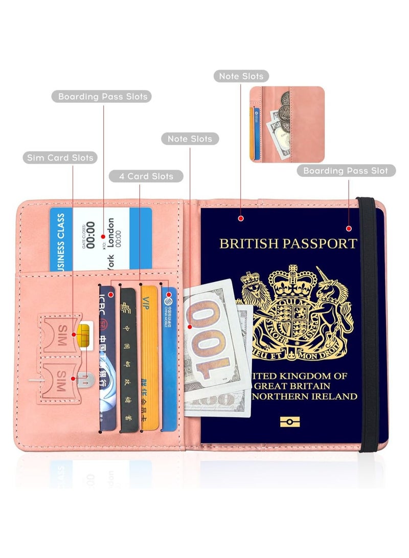 متجر الفرح غطاء جواز السفر، محفظة جواز السفر، حافظة جواز السفر مانعة لتقنية تحديد الهوية بموجات الراديو، ملحقات السفر، محفظة حامل البطاقات، هدايا سفر للجنسين، لون وردي - Image 5