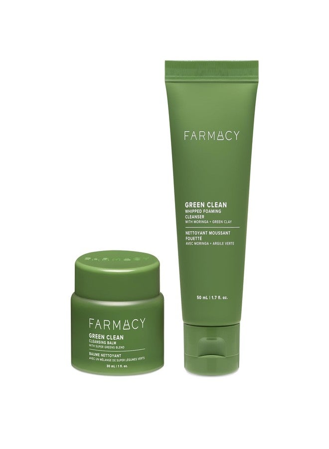 Farmacy Deep Double Cleanse Skincare Gift Set - Green Clean Makeup Remover Cleansing Balm & Whipped Foaming Face Wash for Oily Skin - Melts Away Makeup & Helps Promote Healthy Skin (2 Count) - Image 1