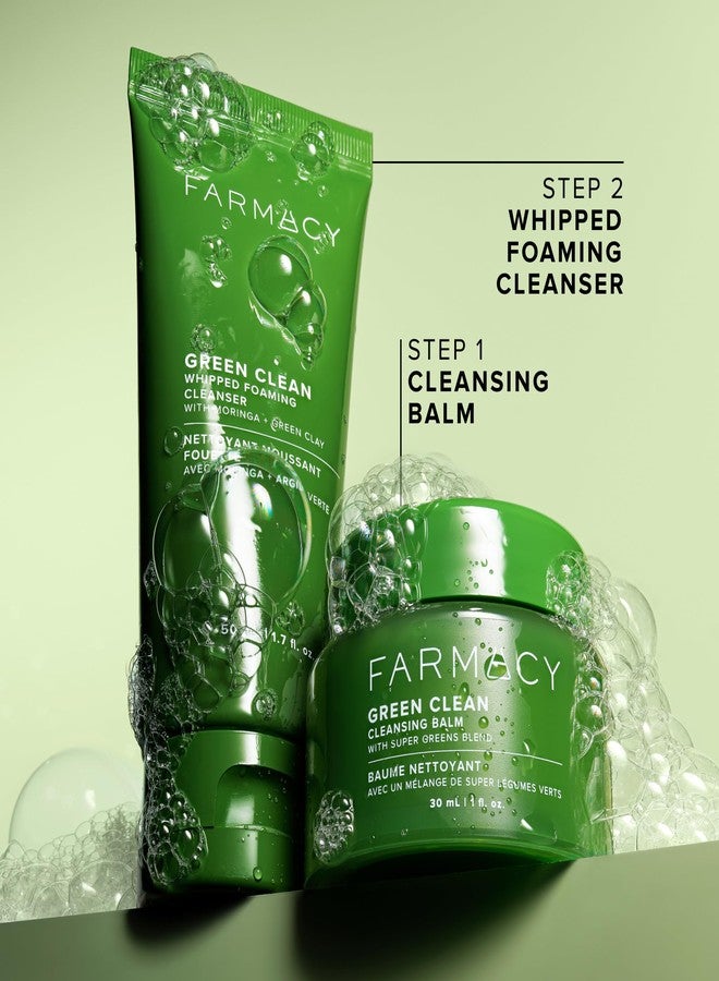 Farmacy Deep Double Cleanse Skincare Gift Set - Green Clean Makeup Remover Cleansing Balm & Whipped Foaming Face Wash for Oily Skin - Melts Away Makeup & Helps Promote Healthy Skin (2 Count) - Image 2
