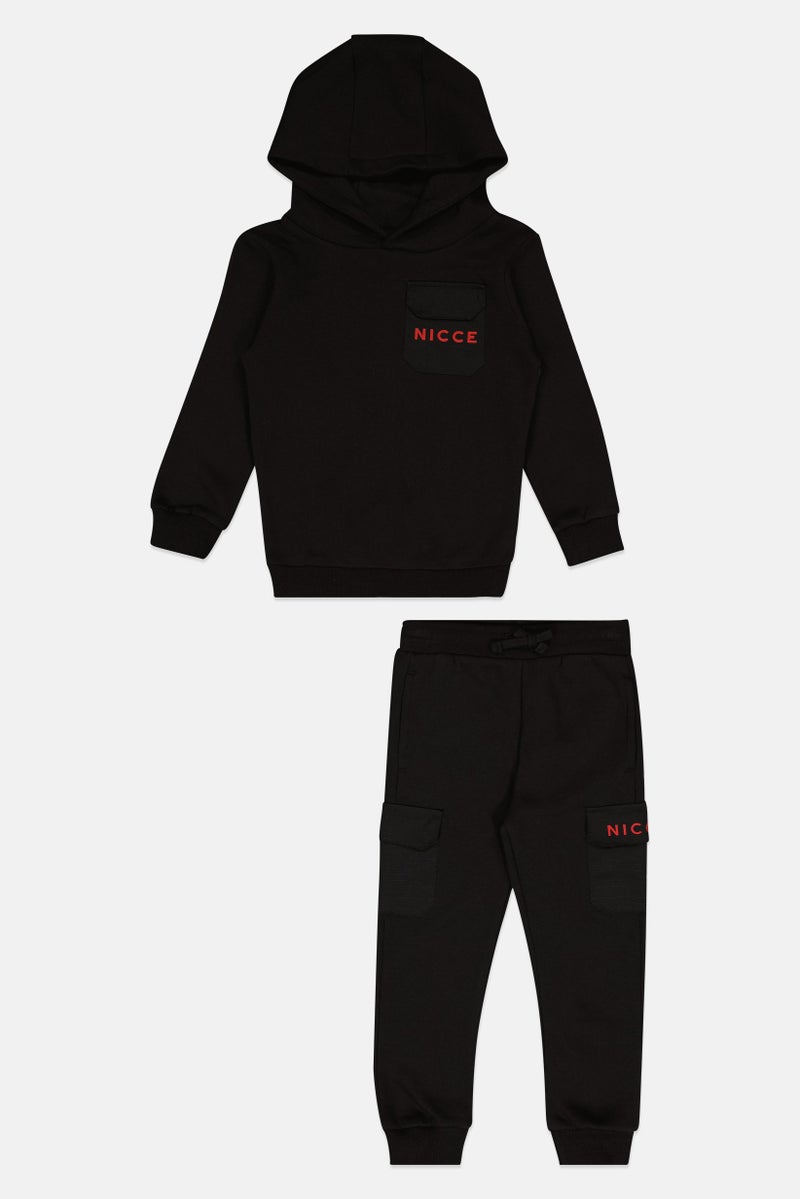 Nicce Toddlers Boy 2 Pieces Brand Logo Hoodie And Sweatpants Set, Black - Image 2