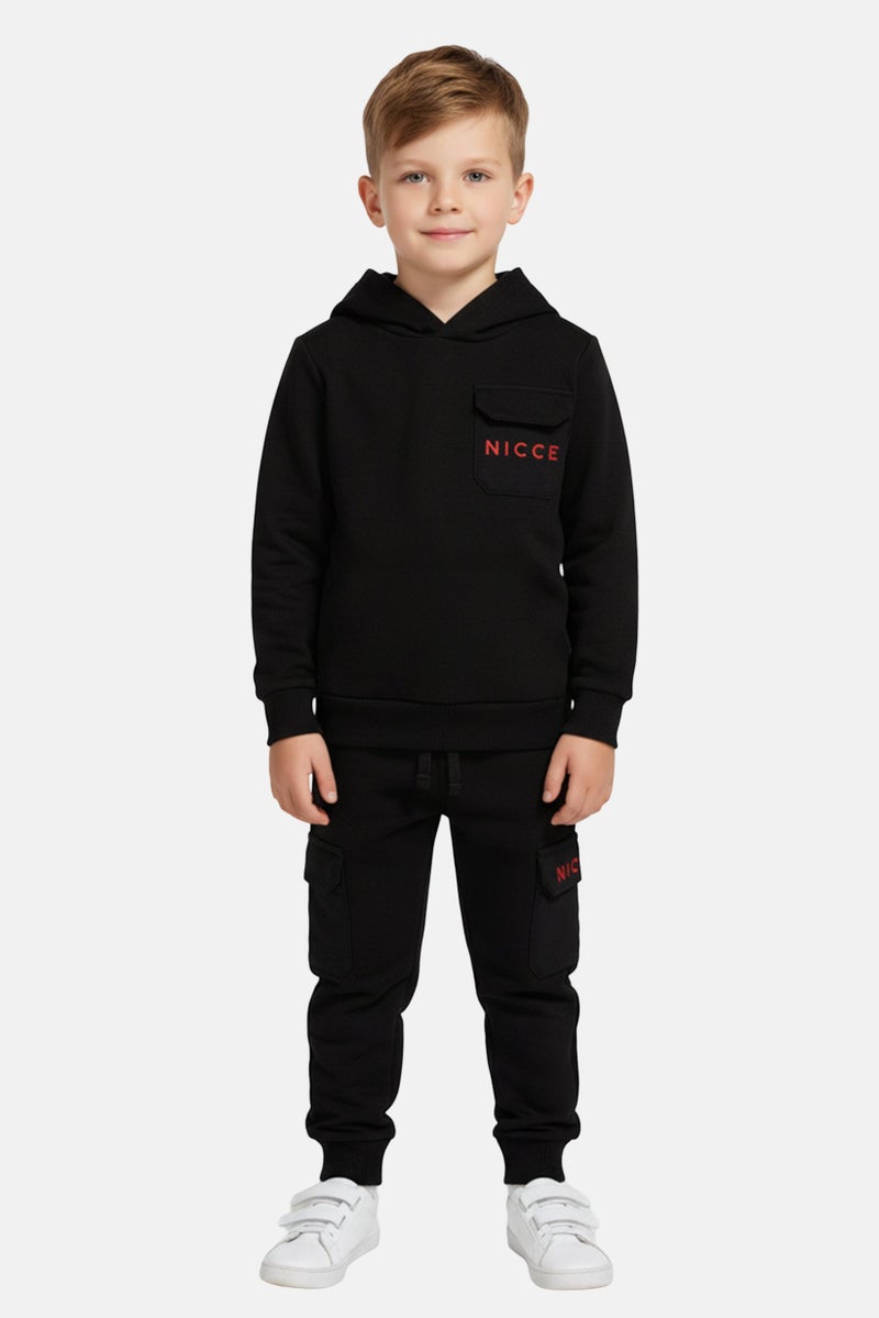 Nicce Toddlers Boy 2 Pieces Brand Logo Hoodie And Sweatpants Set, Black - Image 1