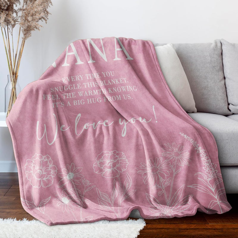GiltGlimmer Nana Gifts  Gifts for Nana Blanket  Nana Birthday Gifts  Nana Gifts from Grandkids  Nana Gifts for Mothers Day Christmas  Super Soft Flannel Throw Blanket for Nana 50"" x 60""  Pink  - Image 3