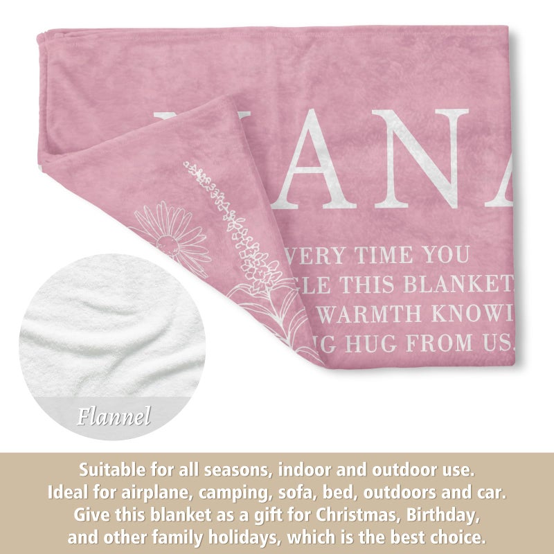 GiltGlimmer Nana Gifts  Gifts for Nana Blanket  Nana Birthday Gifts  Nana Gifts from Grandkids  Nana Gifts for Mothers Day Christmas  Super Soft Flannel Throw Blanket for Nana 50"" x 60""  Pink  - Image 5