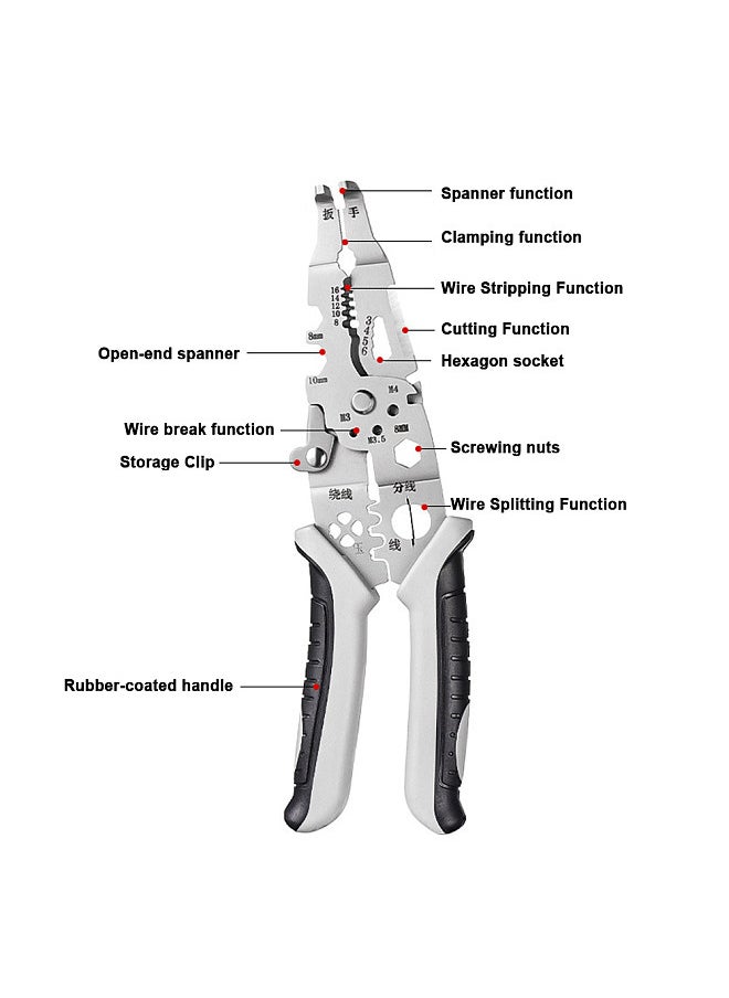 Generic Multifunctional Wire Stripper Professional Wire Stripping Tool Portable Electric Cable Cutter Electrician Crimping Pliers with Metal Locking Buckle  - Image 4