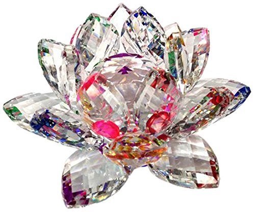 Amlong Crystal Amlong Crystal 4 inch Sparkle Crystal Lotus Flower Feng Shui Home Decor with Gift Box 