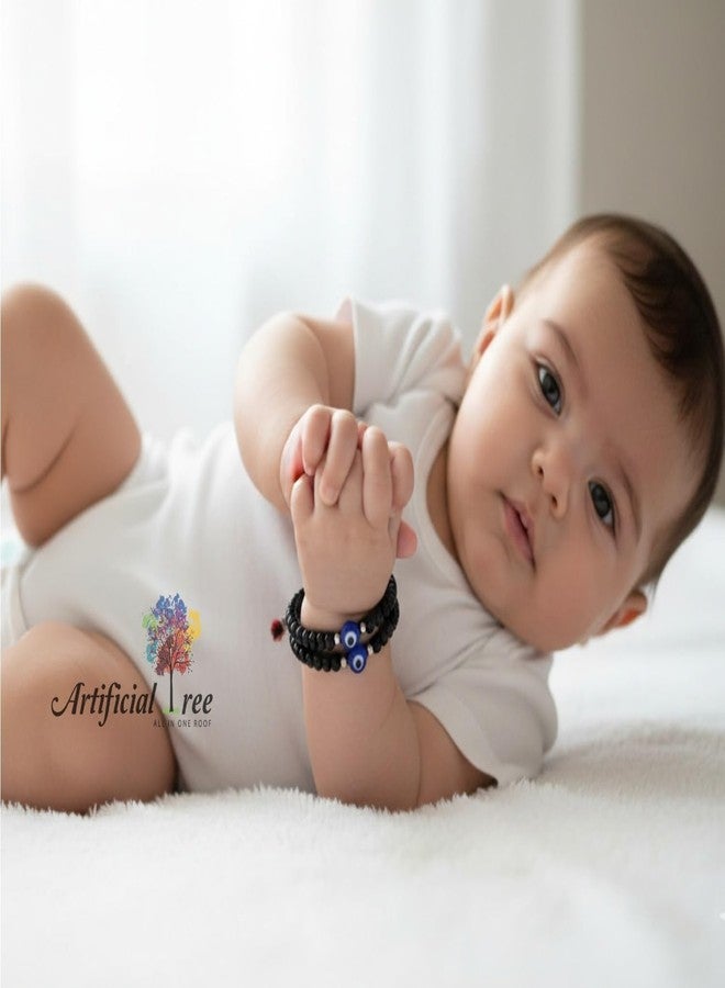 ARTIFICIAL TREE 1 Pair Evil Eye Black Thread Nazariya Bracelet | 1 Pair Evil Eye Ball Black Thread Nazariya Adjustable Bracelet | Nazar Battu | New Born Baby to 6 Year Kids | 4 Piece (AT BABY BRCT 0027) - Image 5