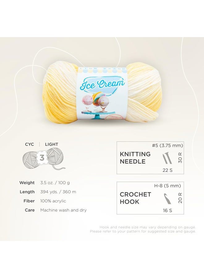 Lion Brand Yarn (1 Skein) Ice Cream Baby Yarn, Lemon Meringue Multicolor - Image 4
