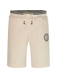 TOMMY HILFIGER Boys' Hilfiger Monotype Archive Crest Logo Sweat Shorts -  Stretch cotton blend, Beige  - Image 1