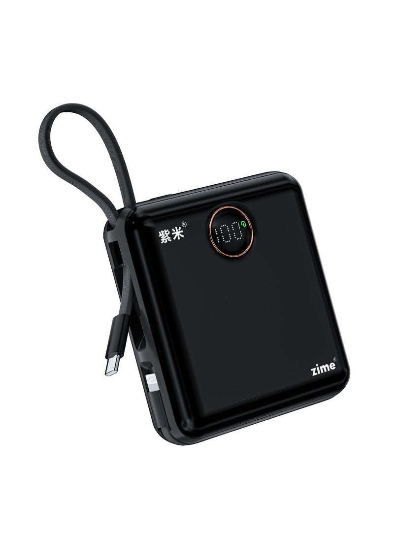 زيم بنك الطاقة zime E28، شاحن محمول عالي السرعة بقدرة 22.5 واط مع موصل مدمج وكابل USB-C، منفذ USB-C واحد، منفذ USB-A واحد، بطارية بسعة 20000 مللي أمبير، متوافق مع سلسلة هواتف iPhone 16/15/14/13، وسامسونج، وهواوي - Image 1