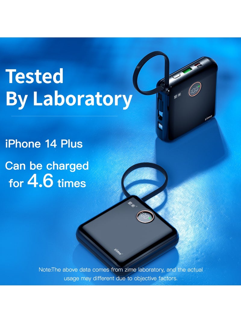 زيم بنك الطاقة zime E28، شاحن محمول عالي السرعة بقدرة 22.5 واط مع موصل مدمج وكابل USB-C، منفذ USB-C واحد، منفذ USB-A واحد، بطارية بسعة 20000 مللي أمبير، متوافق مع سلسلة هواتف iPhone 16/15/14/13، وسامسونج، وهواوي - Image 3