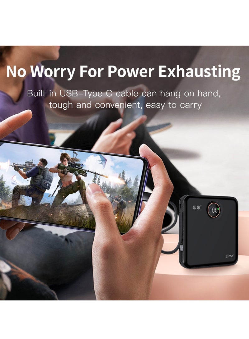 زيم بنك الطاقة zime E28، شاحن محمول عالي السرعة بقدرة 22.5 واط مع موصل مدمج وكابل USB-C، منفذ USB-C واحد، منفذ USB-A واحد، بطارية بسعة 20000 مللي أمبير، متوافق مع سلسلة هواتف iPhone 16/15/14/13، وسامسونج، وهواوي - Image 4