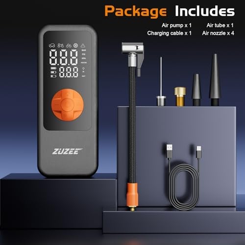 ZUZEE Tire Inflator Portable Air Compressor, 4X Faster Inflation & High-Capacity Battery, Tire Pump with Digital Pressure Gauge & LED Light, 150PSI Air Pump for Car Tires, Motorcycle, Bike, Ball, etc - Image 3