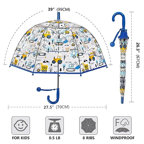 RONIARE 2 Pack Kids Clear Umbrellas for Rain Dome Bubble Umbrella Windproof for Toddler Boys Girls - Image 5