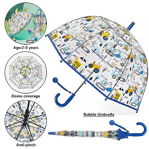 RONIARE 2 Pack Kids Clear Umbrellas for Rain Dome Bubble Umbrella Windproof for Toddler Boys Girls - Image 4