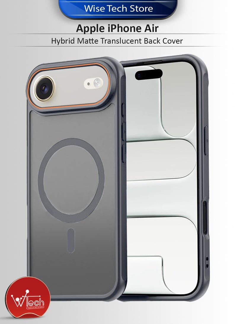 Wtech Apple iPhone Air 5G 2025 Hybrid Matte Translucent Back Cover Shockproof Hard PC Strong Magnetic Adsorption Case Cover (MCMPMN) - Grey - Image 1