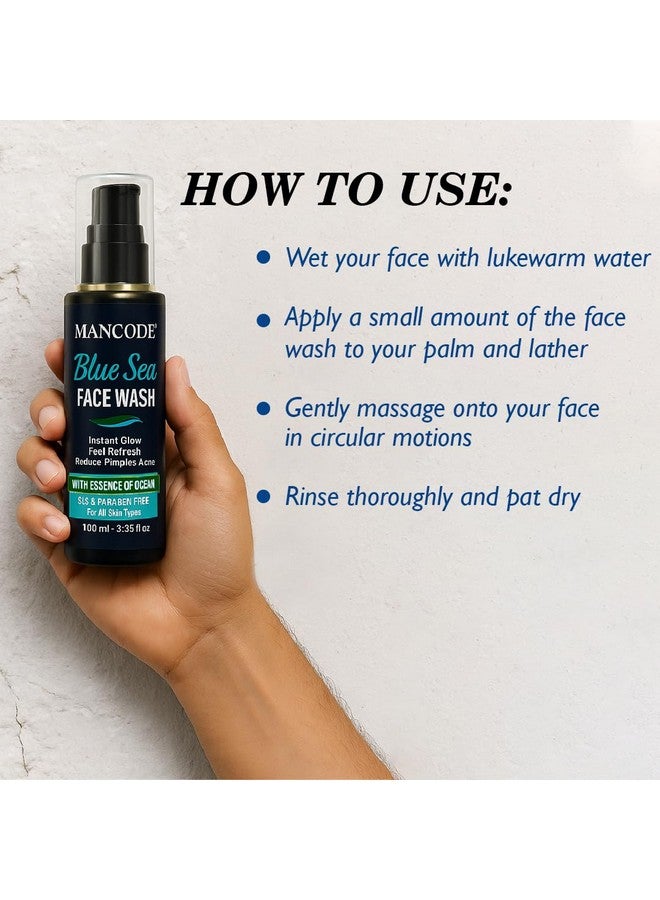 MAN CODE Mancode Blue Sea Face Wash-100ml | Instant Glow & Refreshing Feel | Reduces Pimples & Acne | Enriched with Ocean Essence | Paraben-Free, Gentle Formula for All Skin Types | Deep Cleansing - Image 5