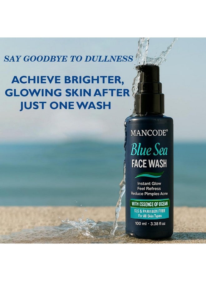 MAN CODE Mancode Blue Sea Face Wash-100ml | Instant Glow & Refreshing Feel | Reduces Pimples & Acne | Enriched with Ocean Essence | Paraben-Free, Gentle Formula for All Skin Types | Deep Cleansing - Image 4