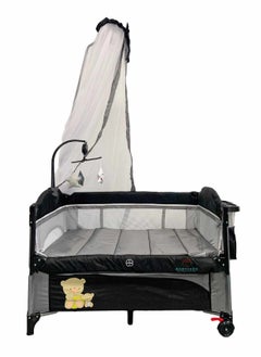 BABYCARA Multi-Purpose Nursery Playpen Foldable Cot And Diaper Changer Baby Bed with Carry Bag, Mosquito Net, Hanging Toys 110x70  - Image 2