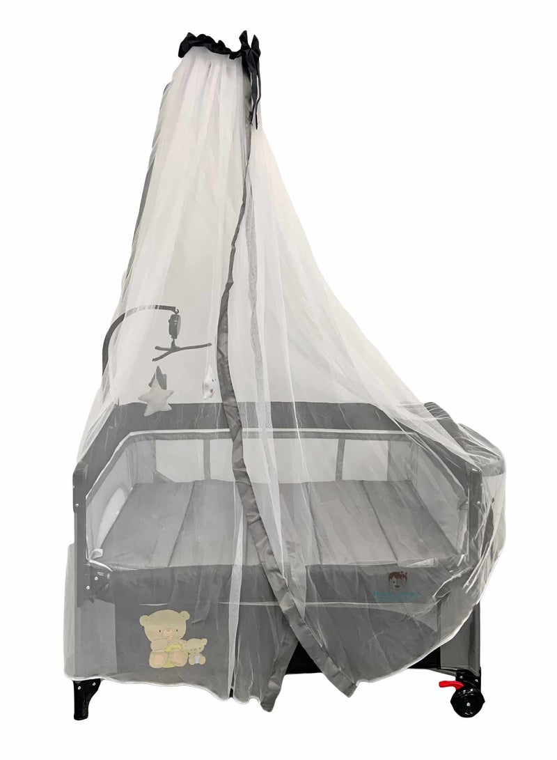 BABYCARA Multi-Purpose Nursery Playpen Foldable Cot And Diaper Changer Baby Bed with Carry Bag, Mosquito Net, Hanging Toys 110x70  - Image 3