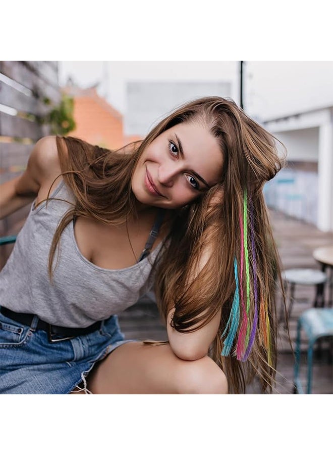 24 PCS Colored Hair Extensions for Kids, Braided Ponytail Extension, Colored Hair Extensions for Kids Nylon Rainbow Hair Clips for Toddler Kids Girls Ponytails Accessories - Image 5
