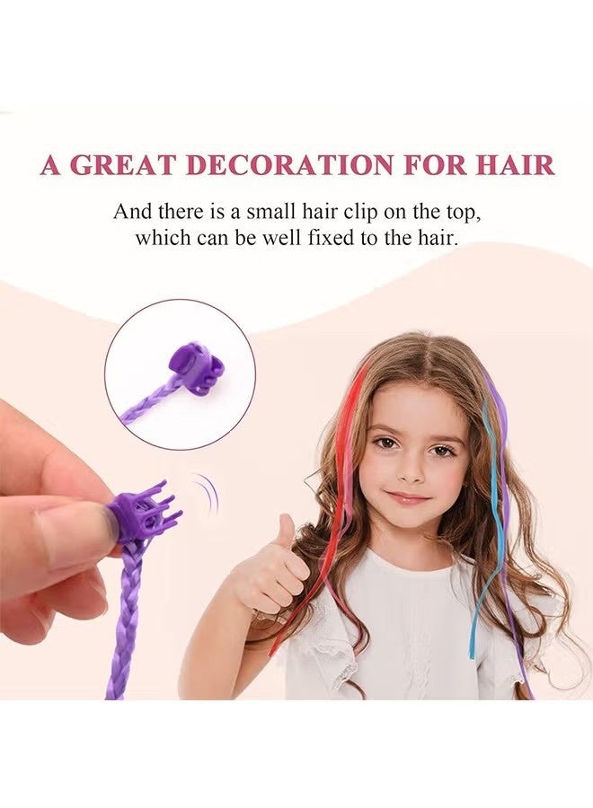 24 PCS Colored Hair Extensions for Kids, Braided Ponytail Extension, Colored Hair Extensions for Kids Nylon Rainbow Hair Clips for Toddler Kids Girls Ponytails Accessories - Image 4