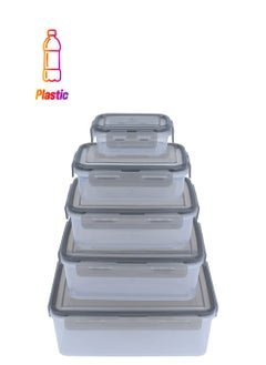 A Set Of 5 Rectangular Plastic Containers