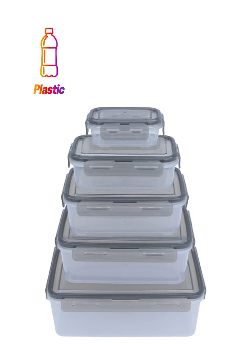 Alsaif Gallery A Set Of 5 Rectangular Plastic Containers  - Image 1