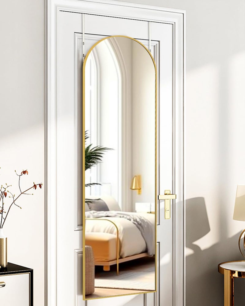 ITSRG Full Length Mirror Door Hanging Door Mirror Full Length Miiror 48x14 Bathroom Mirror Long Mirror for Bedroom Living Room Locker Room Gold