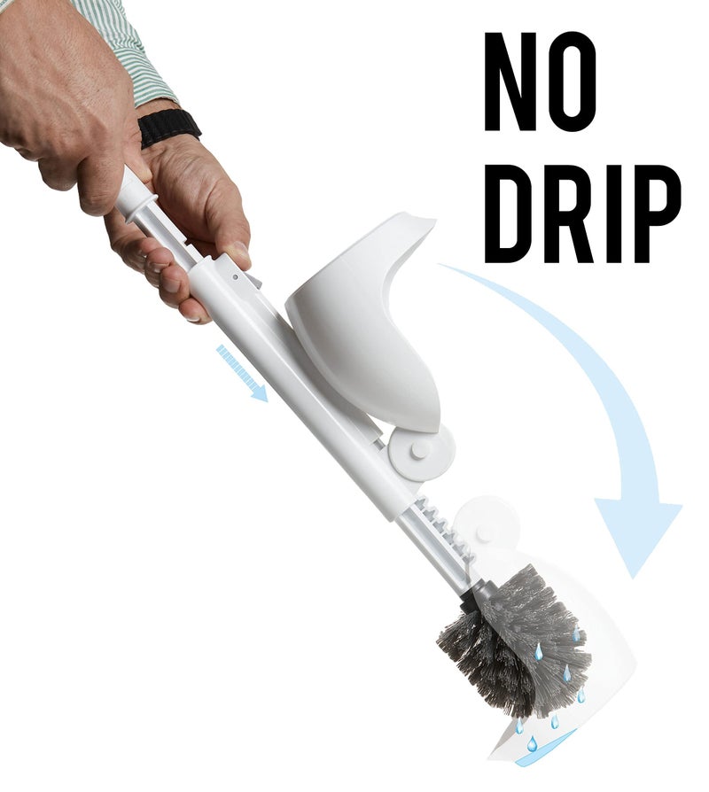 ELYPRO Toilet Brush with Holder â€“ Drip-Free Hygienic Bathroom Scrubber with No-Drip Caddy, Built-in Spout, Fast-Drying Ventilated Design, Compact Toilet Cleaner for RV, Boat, Home â€“ White - Image 4