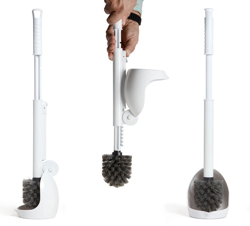 ELYPRO Toilet Brush with Holder â€“ Drip-Free Hygienic Bathroom Scrubber with No-Drip Caddy, Built-in Spout, Fast-Drying Ventilated Design, Compact Toilet Cleaner for RV, Boat, Home â€“ White - Image 1