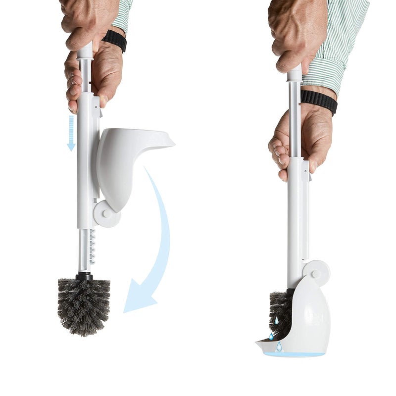 ELYPRO Toilet Brush with Holder â€“ Drip-Free Hygienic Bathroom Scrubber with No-Drip Caddy, Built-in Spout, Fast-Drying Ventilated Design, Compact Toilet Cleaner for RV, Boat, Home â€“ White - Image 2