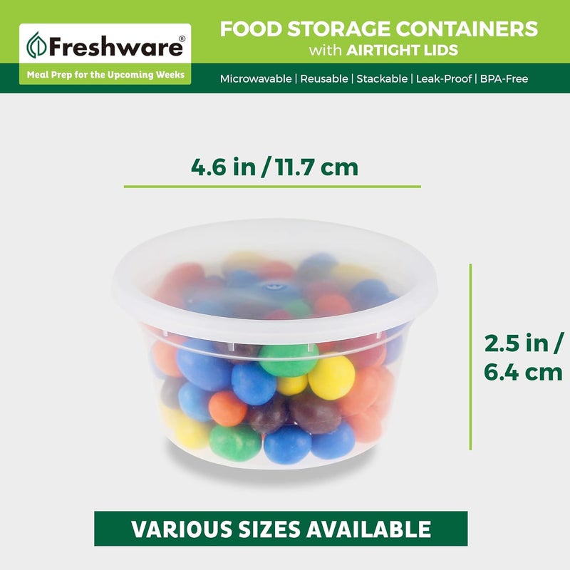 Freshware Food Storage Containers [240 Set] 12 oz Plastic Deli Containers with Lids, Slime, Soup, Meal Prep Containers, BPA Free, Stackable, Leakproof, Microwave, Dishwasher and Freezer Safe - Image 3