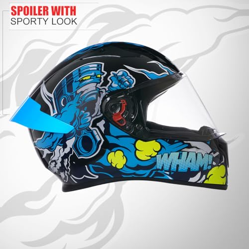 Studds Thunder D10 ISI and DOT Certified Full Face Graphic Helmet for Men and Women with Clear Visor and Painted Spoiler - Image 3