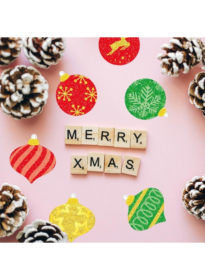 ceiba tree Christmas Stickers Christmas Glitter Ornament Roll Sticker For Kids Holiday Party Supply Classroom Christmas Decorations Envelopes Sealing Stickers 500 Pcs - Image 3