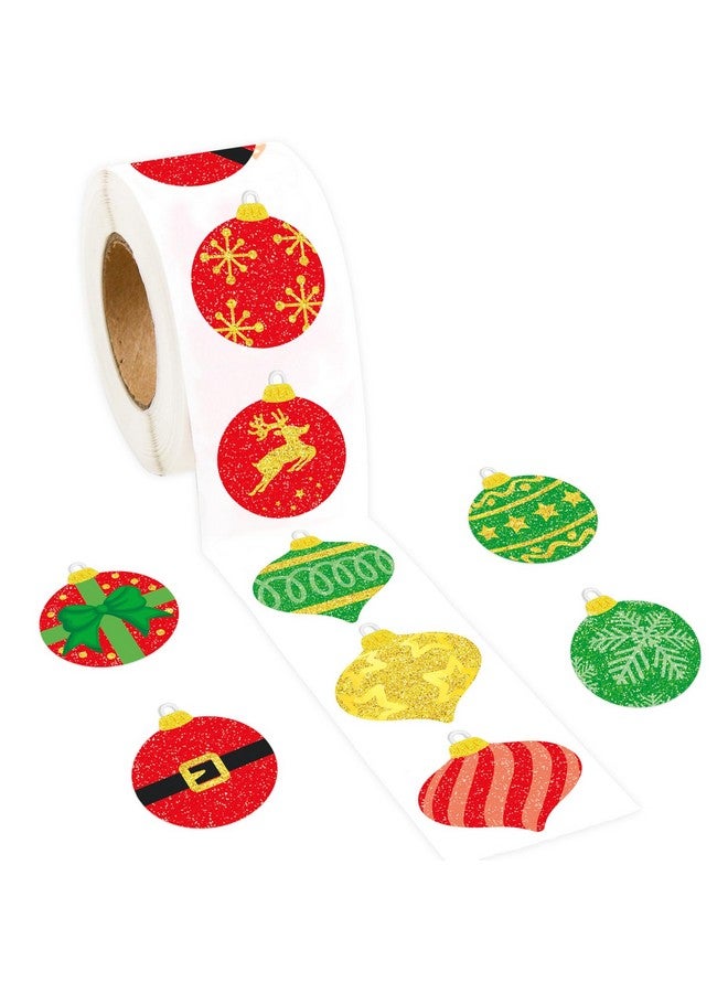 ceiba tree Christmas Stickers Christmas Glitter Ornament Roll Sticker For Kids Holiday Party Supply Classroom Christmas Decorations Envelopes Sealing Stickers 500 Pcs - Image 1