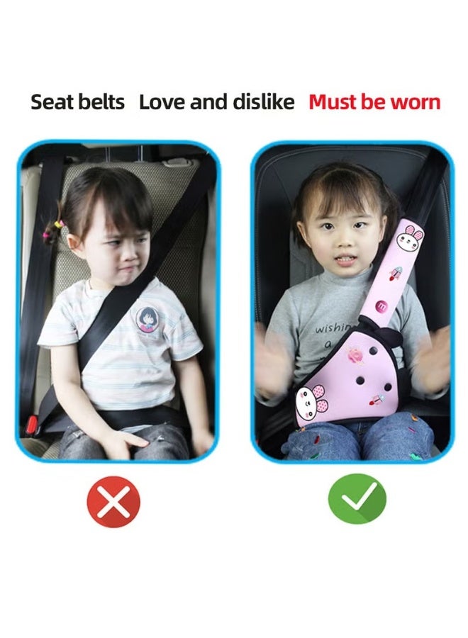 HOOKOR Children Car Seat Belt Adjuster＆Covers, Kids Seatbelt Cover Pads for Neck Support, Toddler Safety Shoulder Positioner, Head-Rest Seatbelt Pillow for Travel＆Driving, Set of 2 - Image 3