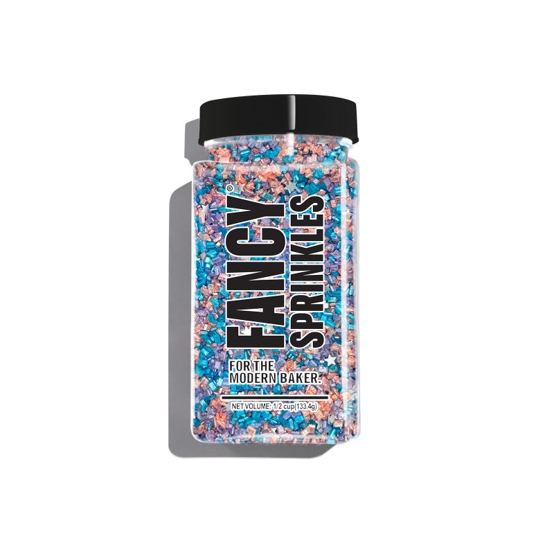 Fancy Sprinkles رشات فاخرة مطر أوبال سكر لؤلؤي خوخي، لافندر، وزرقاء باهتة مع نجوم جليتر صالحة للأكل فضية صغيرة (4 أونصات) - Image 3